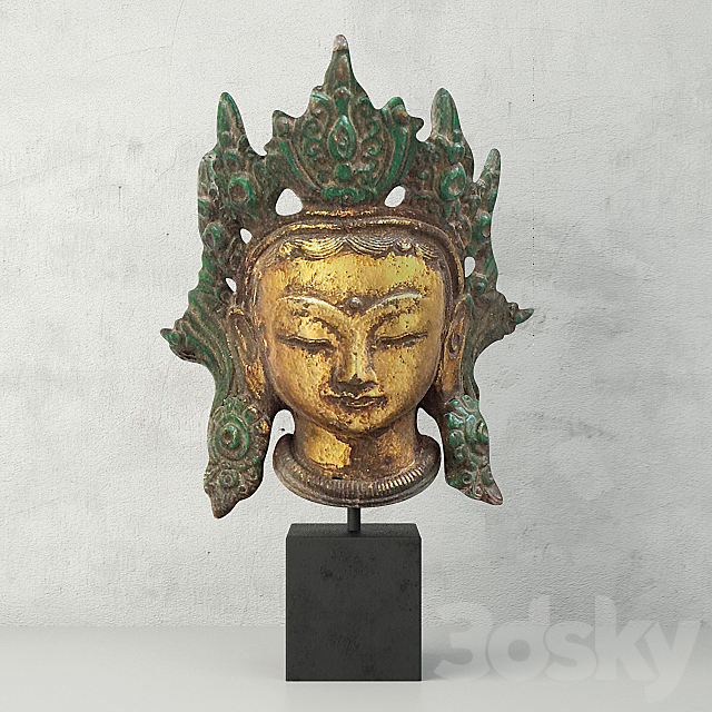 Cast Iron Kwan Yin Head 3DSMax File - thumbnail 1