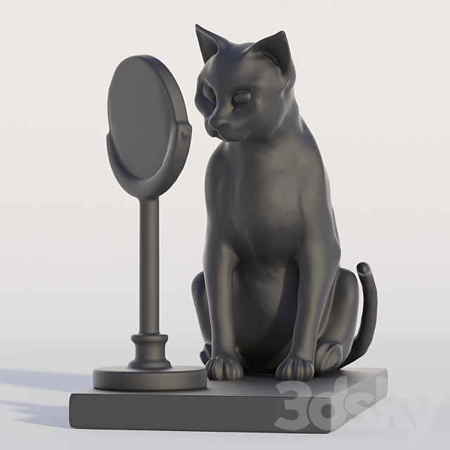 Cat and Mirror 3DS Max Model - thumbnail 2