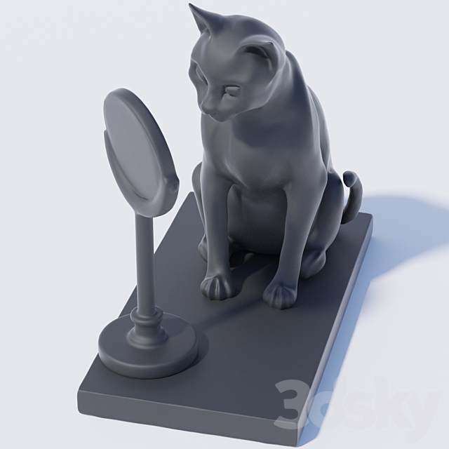 Cat and Mirror 3DS Max Model - thumbnail 3