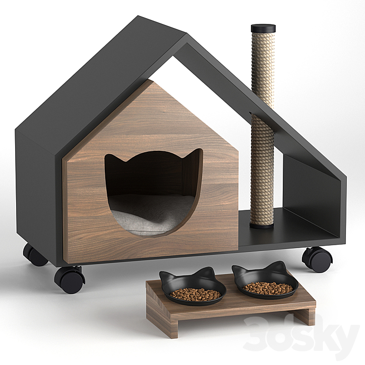 “Cat””s house Tory and bowl” 3DS Max - thumbnail 1