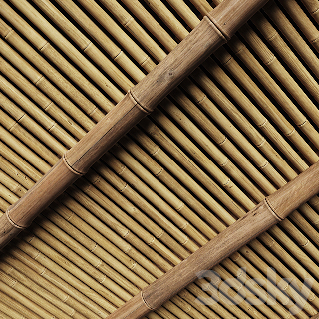 Ceiling bamboo angle n1 _ Corner bamboo ceiling 3DS Max Model - thumbnail 2