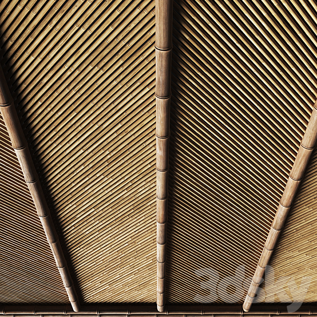 Ceiling bamboo angle n1 _ Corner bamboo ceiling 3DS Max Model - thumbnail 4