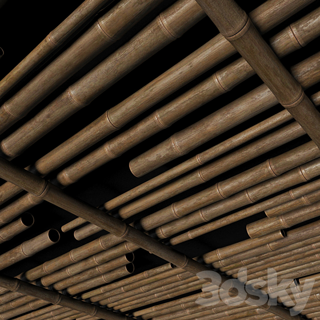 Ceiling bamboo cage random decor n1 _ Bamboo ceiling random cage 3DS Max Model - thumbnail 3