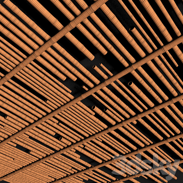 Ceiling bamboo cage random decor n1 _ Bamboo ceiling random cage 3DS Max Model - thumbnail 5