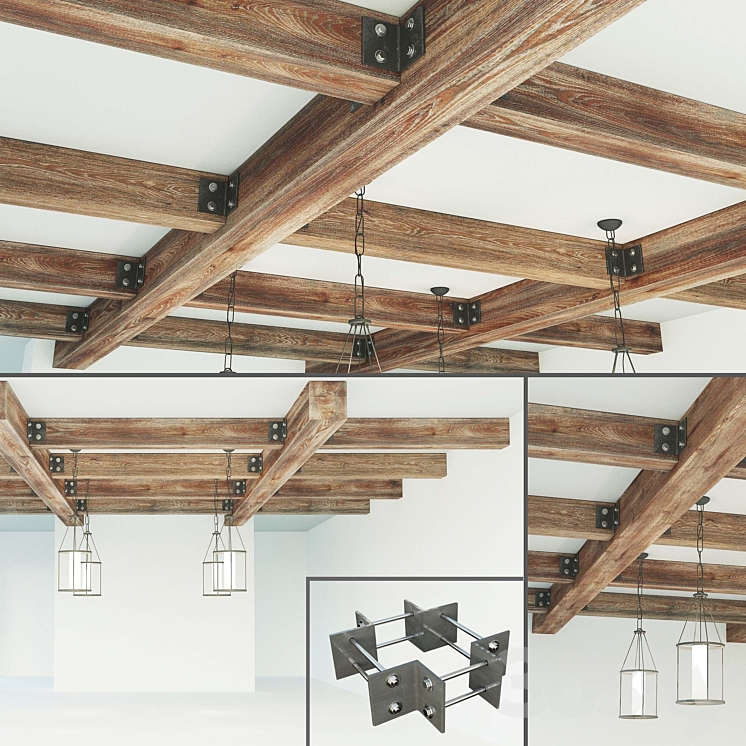 Ceiling beams wooden 3DS Max - thumbnail 1