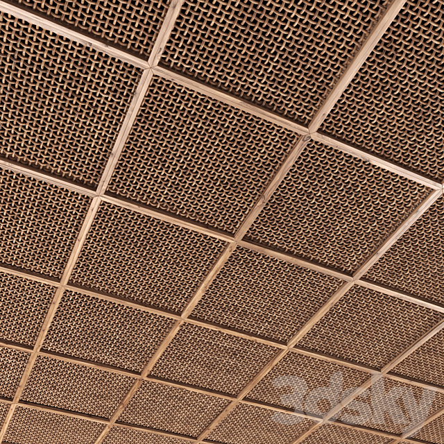 Ceiling crooked thick branch rattan n1 _ Ceiling of curved thick rattan branches 3DS Max Model - thumbnail 3