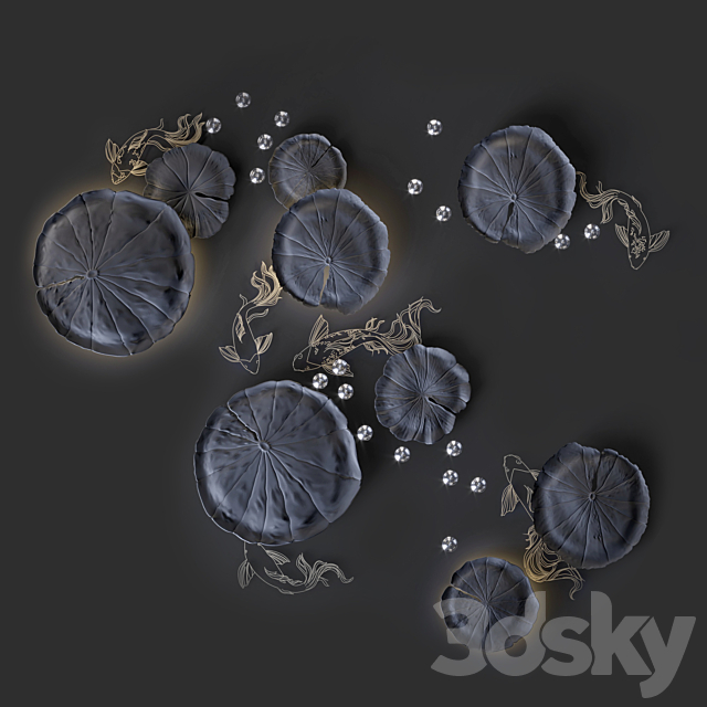 Ceiling decor – Water Lily and fish L 3DS Max Model - thumbnail 2