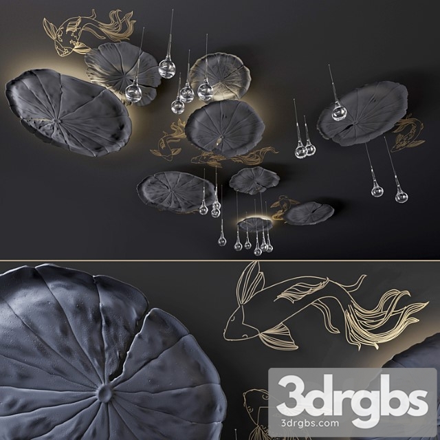 Ceiling decor – water lily and fish l 3dsmax Download - thumbnail 1