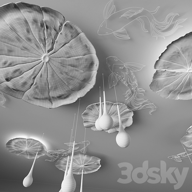 Ceiling decor – Water Lily and fish L 3DSMax File - thumbnail 3