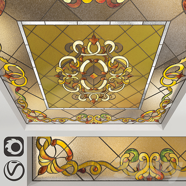 Ceiling stained glass 3DSMax File - thumbnail 2