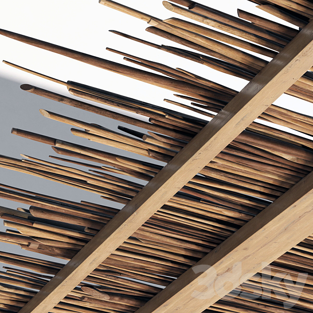 Ceiling wood sang thin branch n1 3DS Max Model - thumbnail 4