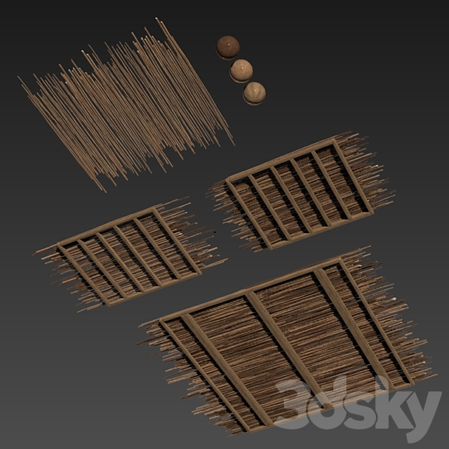 Ceiling wood sang thin branch n1 3DS Max Model - thumbnail 6