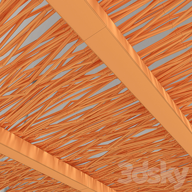 Ceiling wood thin branch beam n1 _ Wooden ceiling made of thin branches on beams 3DSMax File - thumbnail 5