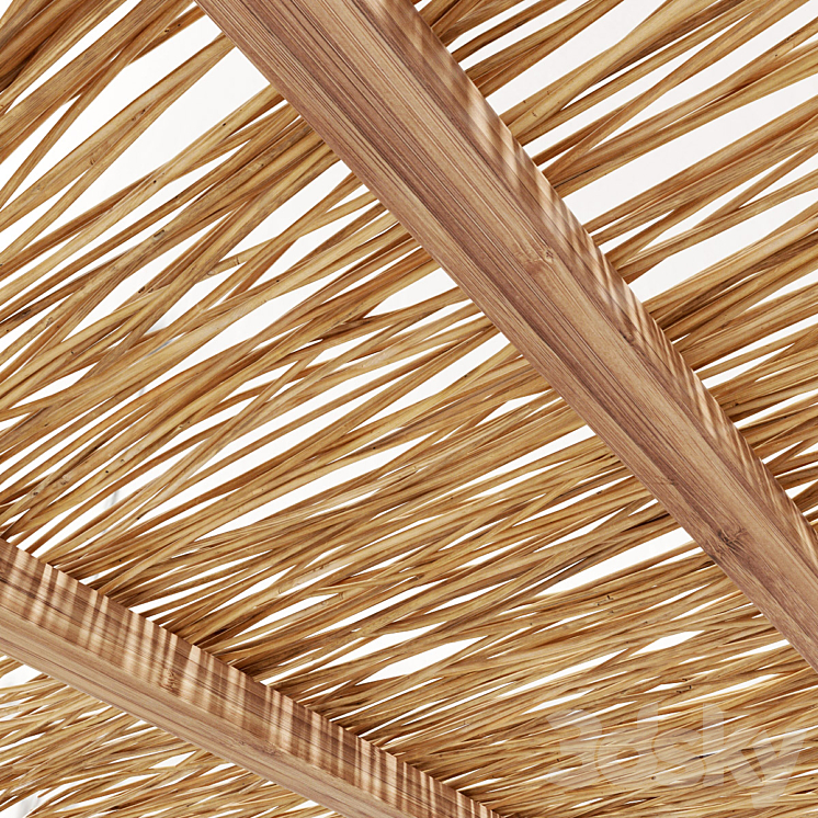 Ceiling wood thin branch beam n1 \/ Wooden ceiling made of thin branches on beams 3DS Max - thumbnail 2