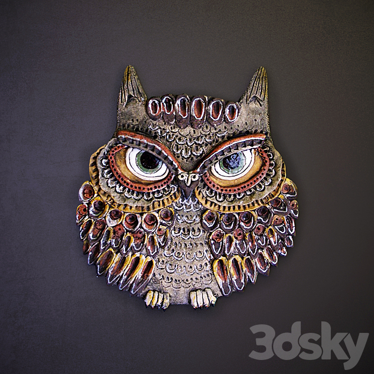 Ceramic panel "Owl" (3 pieces) 3DS Max - thumbnail 1