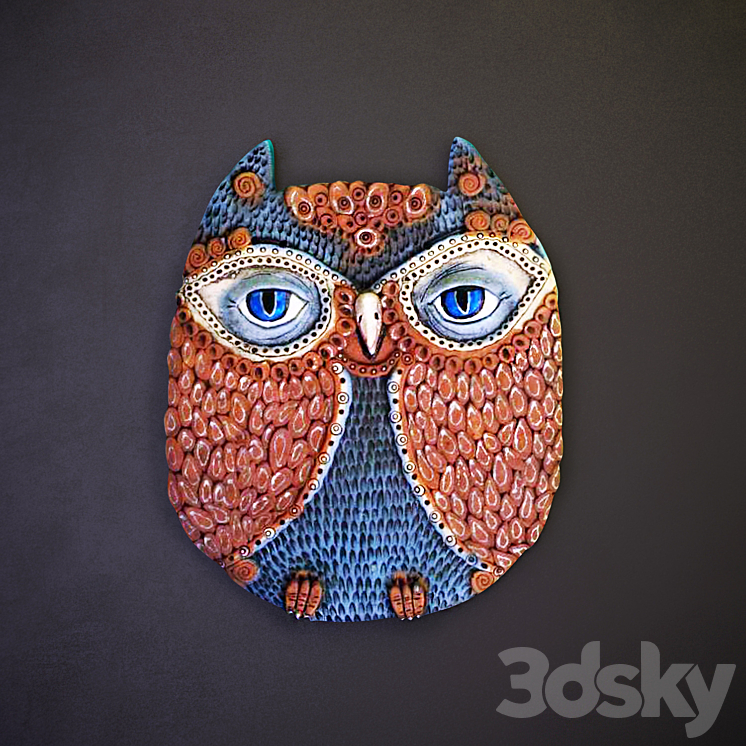 Ceramic panel "Owl" (3 pieces) 3DS Max - thumbnail 2