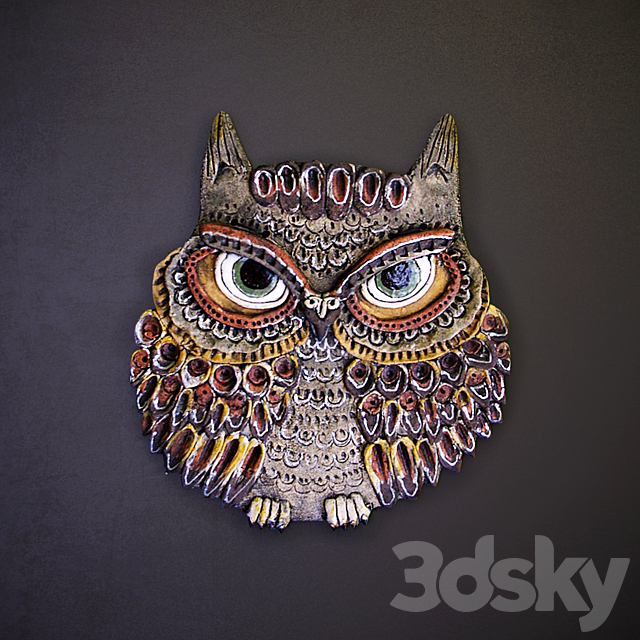 Ceramic panel “Owl” (3 pieces) 3DSMax File - thumbnail 1