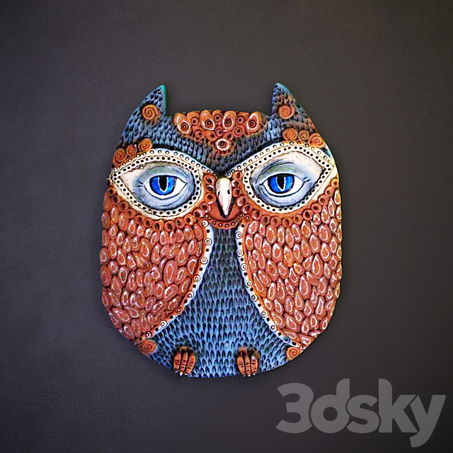 Ceramic panel “Owl” (3 pieces) 3DSMax File - thumbnail 2