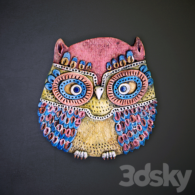 Ceramic panel “Owl” (3 pieces) 3DSMax File - thumbnail 3