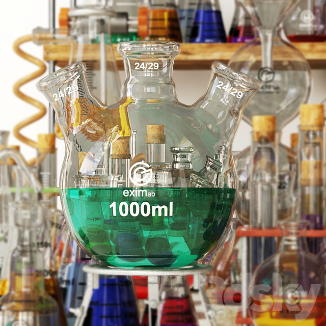 Chemistry dishes n4 _ Laboratory chemical glassware №4 3DS Max Model - thumbnail 2