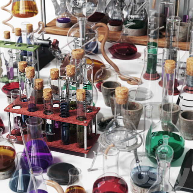 Chemistry dishes n4 _ Laboratory chemical glassware №4 3DS Max Model - thumbnail 4