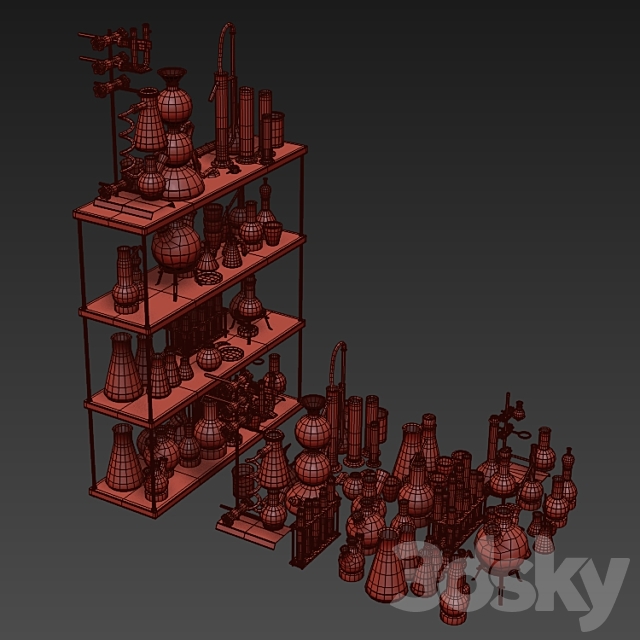 Chemistry dishes n4 _ Laboratory chemical glassware №4 3DS Max Model - thumbnail 5