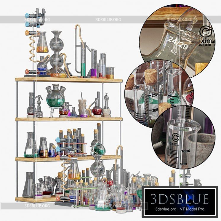 Chemistry dishes n4 \/ Laboratory chemical glassware ?4 3DS Max - thumbnail 3