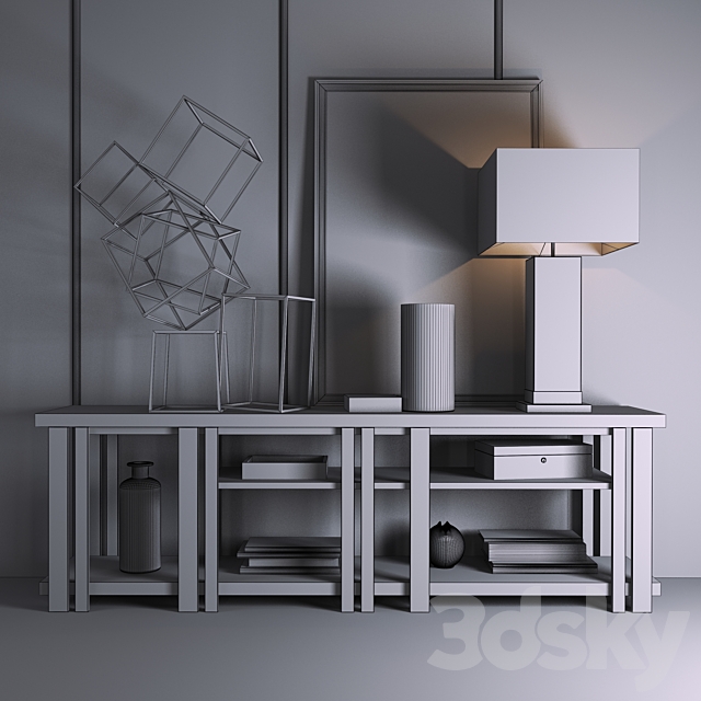 Chest of drawers with a lamp. books and decor 3DSMax File - thumbnail 2