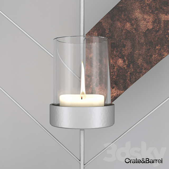 Chevron Metal Wall Candle Holder 3DSMax File - thumbnail 3