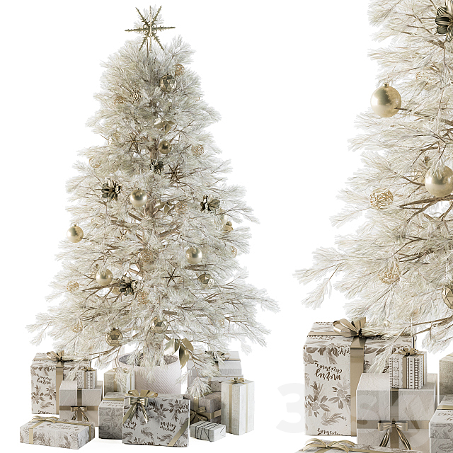 Christmas Decoration 01 – Christmas White Tree with Gift 3DSMax File - thumbnail 1