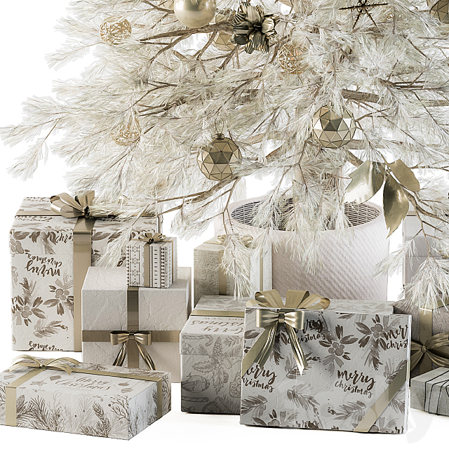 Christmas Decoration 01 – Christmas White Tree with Gift 3DSMax File - thumbnail 2