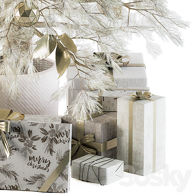 Christmas Decoration 01 – Christmas White Tree with Gift 3DSMax File - thumbnail 4