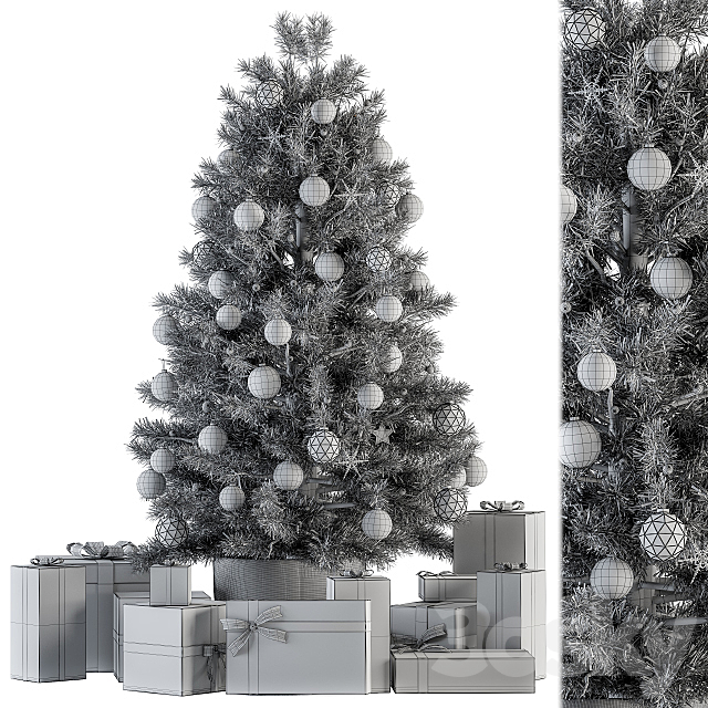 Christmas Decoration 13 – Christmas Brown and Green Tree with Gift 3DS Max Model - thumbnail 5