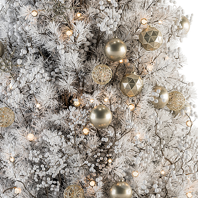 Christmas Decoration 14 – Christmas White and Gold Tree with Gift 3DS Max Model - thumbnail 3