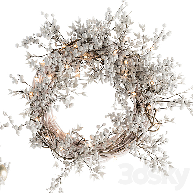 Christmas Decoration 14 – Christmas White and Gold Tree with Gift 3DS Max Model - thumbnail 4