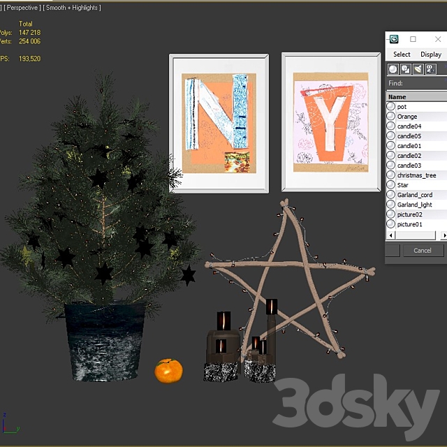 Christmas decorations 3DS Max Model - thumbnail 3