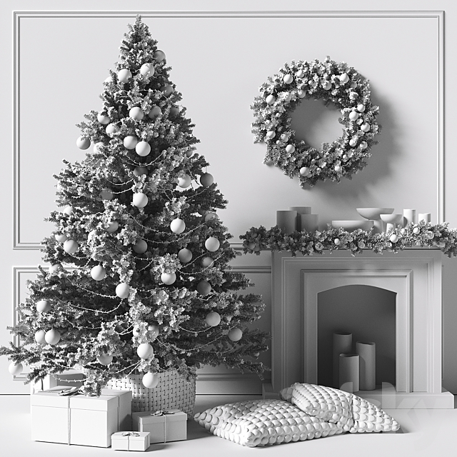 Christmas tree with a fireplace 3DS Max Model - thumbnail 5