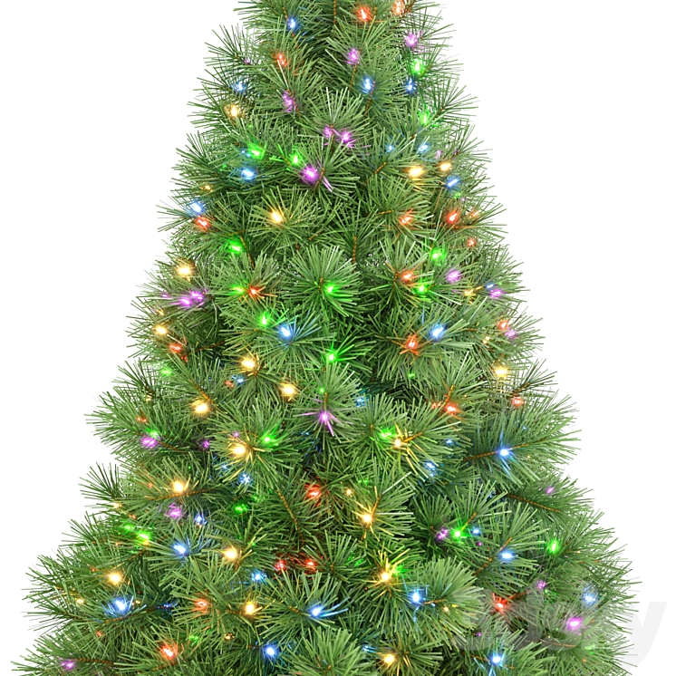 Christmas tree with animated lights Set 2 3DS Max - thumbnail 2