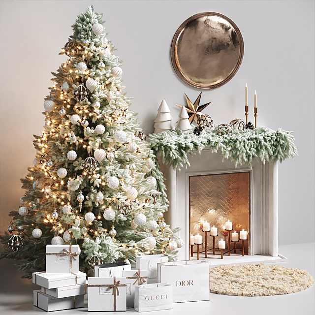 Christmas tree with fireplace 2 3ds Max - thumbnail 2