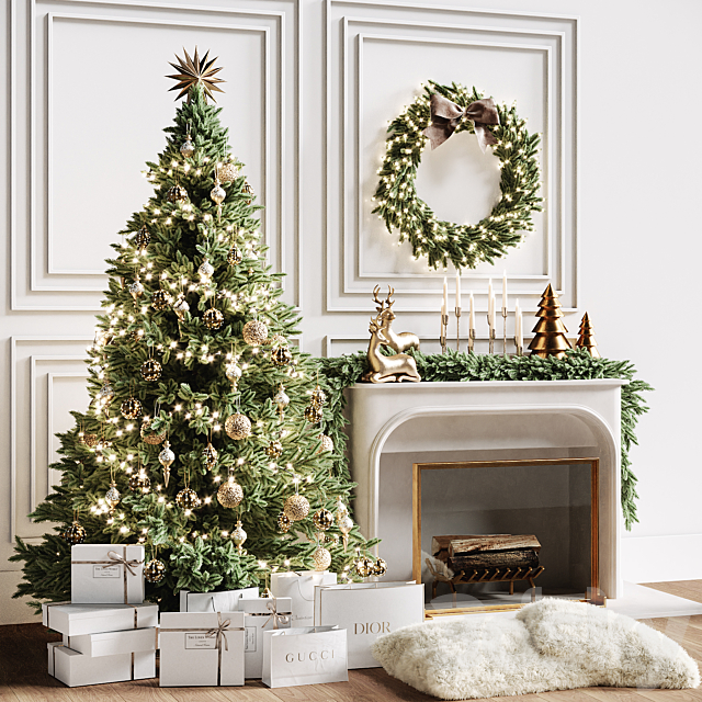 Christmas tree with fireplace 3 3ds Max - thumbnail 2