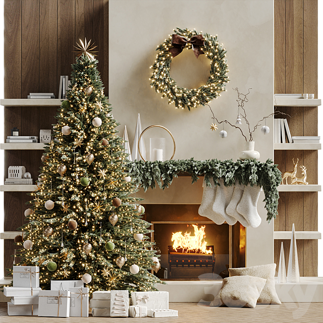 Christmas tree with fireplace 5 3ds Max - thumbnail 1