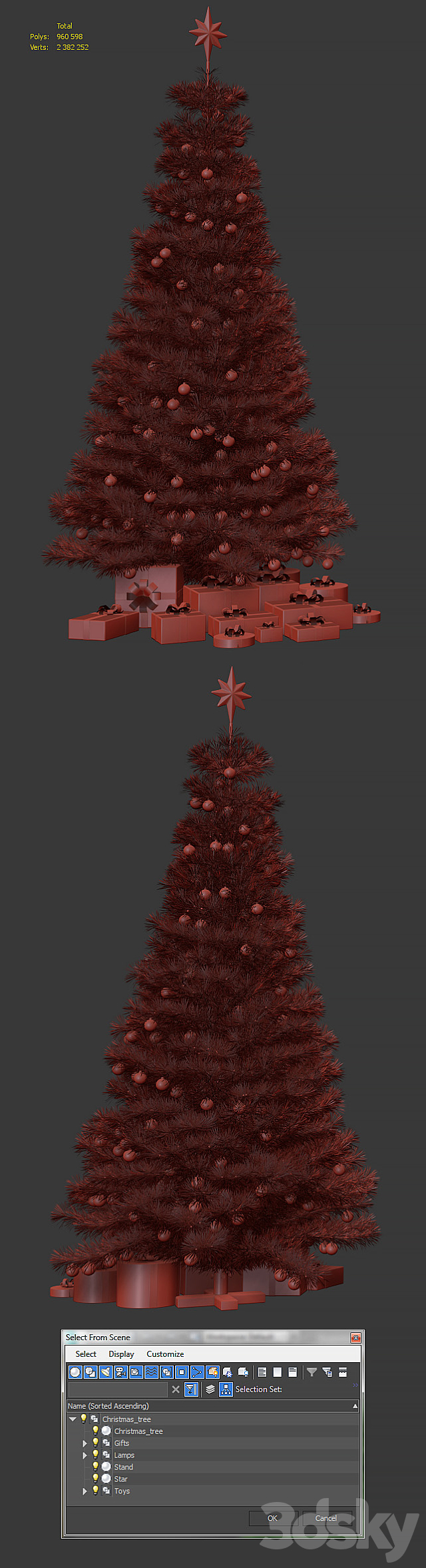 Christmas tree with gifts 3DSMax File - thumbnail 3