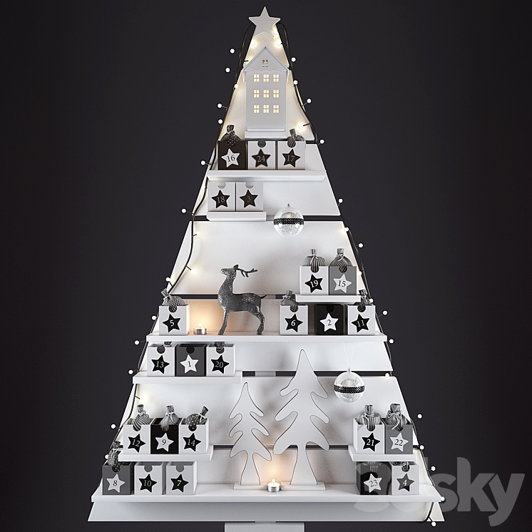 Christmas wall tree 3DS Max - thumbnail 1