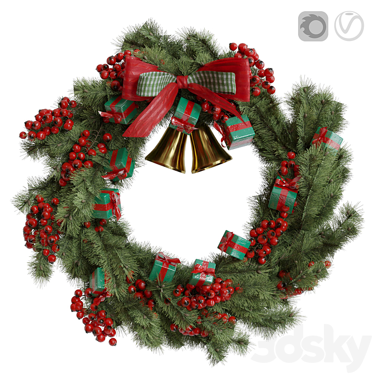 Christmas wreath 1 3DS Max - thumbnail 1