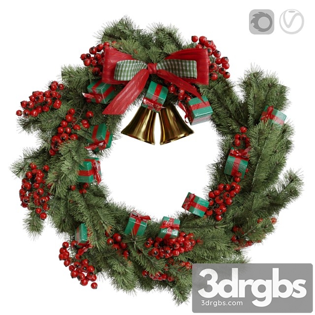 Christmas wreath 1 3dsmax Download - thumbnail 1