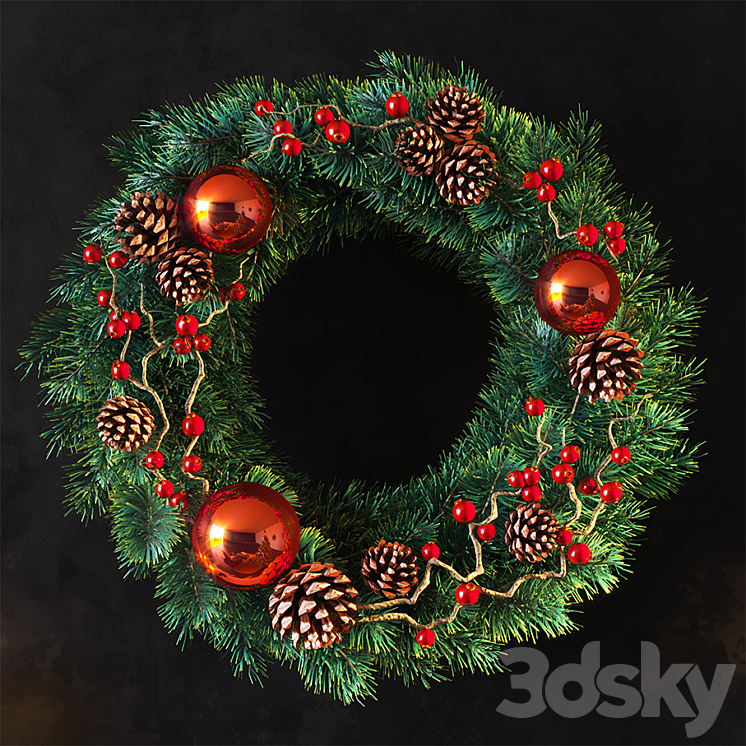 Christmas wreath 3DS Max - thumbnail 1