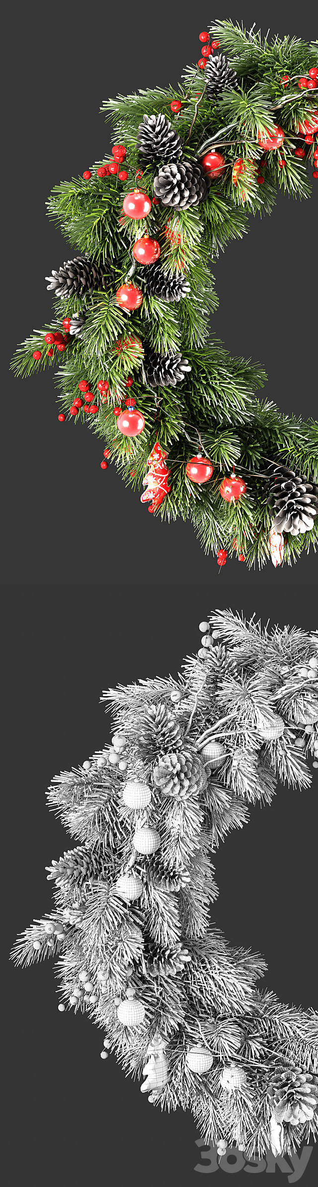 Christmas wreath 3DSMax File - thumbnail 2