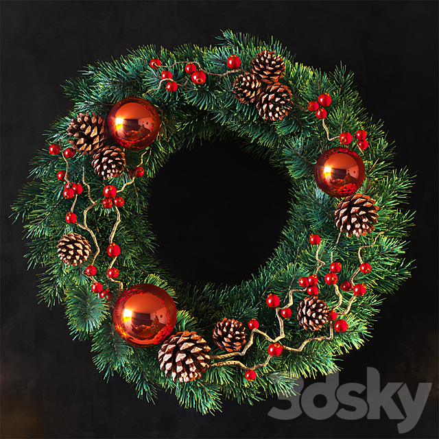 Christmas wreath 3DSMax File - thumbnail 1