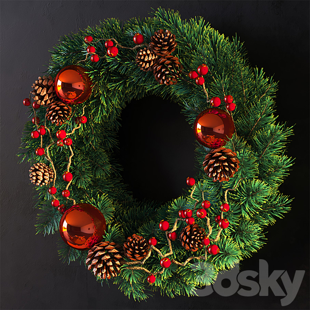 Christmas wreath 3DSMax File - thumbnail 2