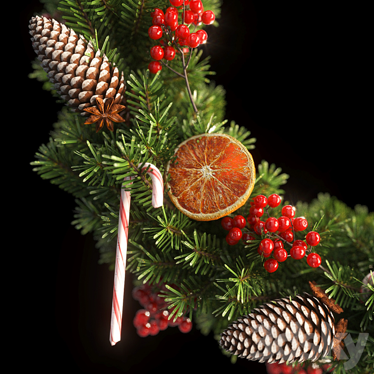 Christmas wreath 66cm 3DS Max - thumbnail 2